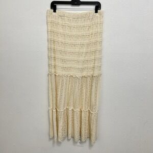 VTG Y2K Fairy Coquette Lace Maxi Skirt Size L Boho Chic Festival Romantic Whimsy